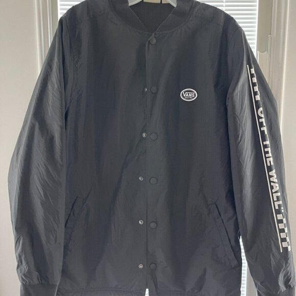 VANS Jacket "Off the Wall Classic" Snap Button Black Windbreaker size: Small - Picture 2 of 4